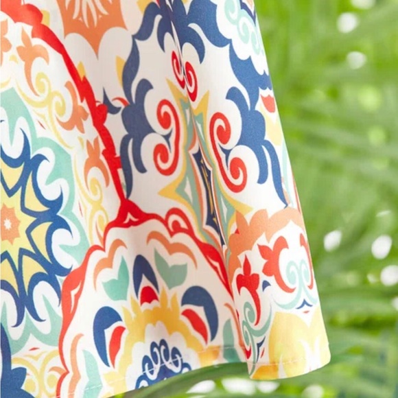 Chic Dress 3/4 Length Sleeve Multicolor Casual Summer Mini Dress Blue Orange - Picture 6 of 10